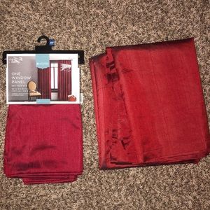 Red faux silk window curtains 54W x 84L (inch), 2 panels